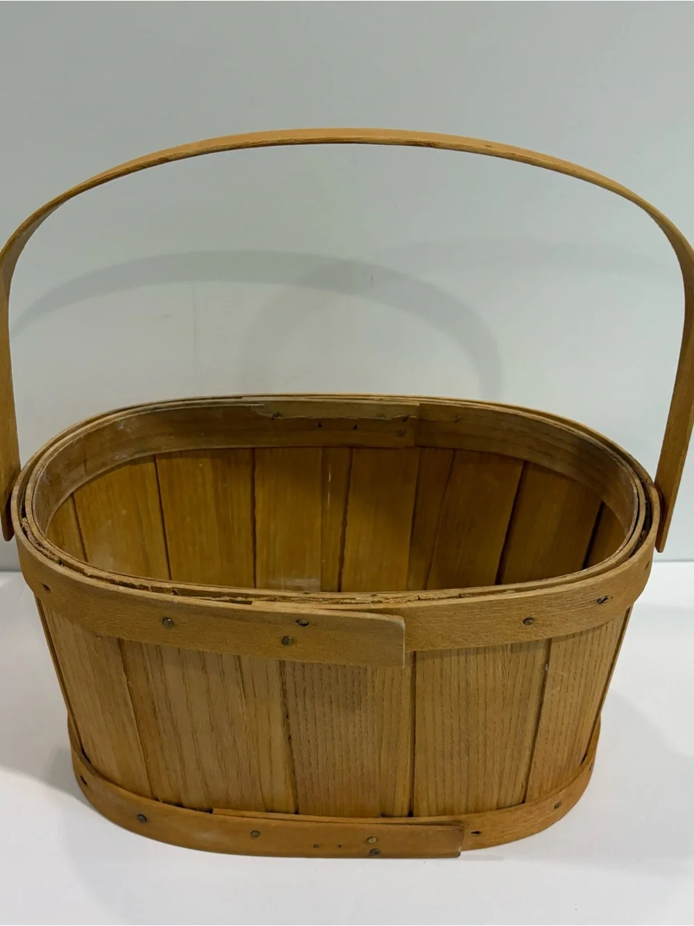 Vintage Peterboro Basket Co Woven Wood Basket Handle Rectangle 11